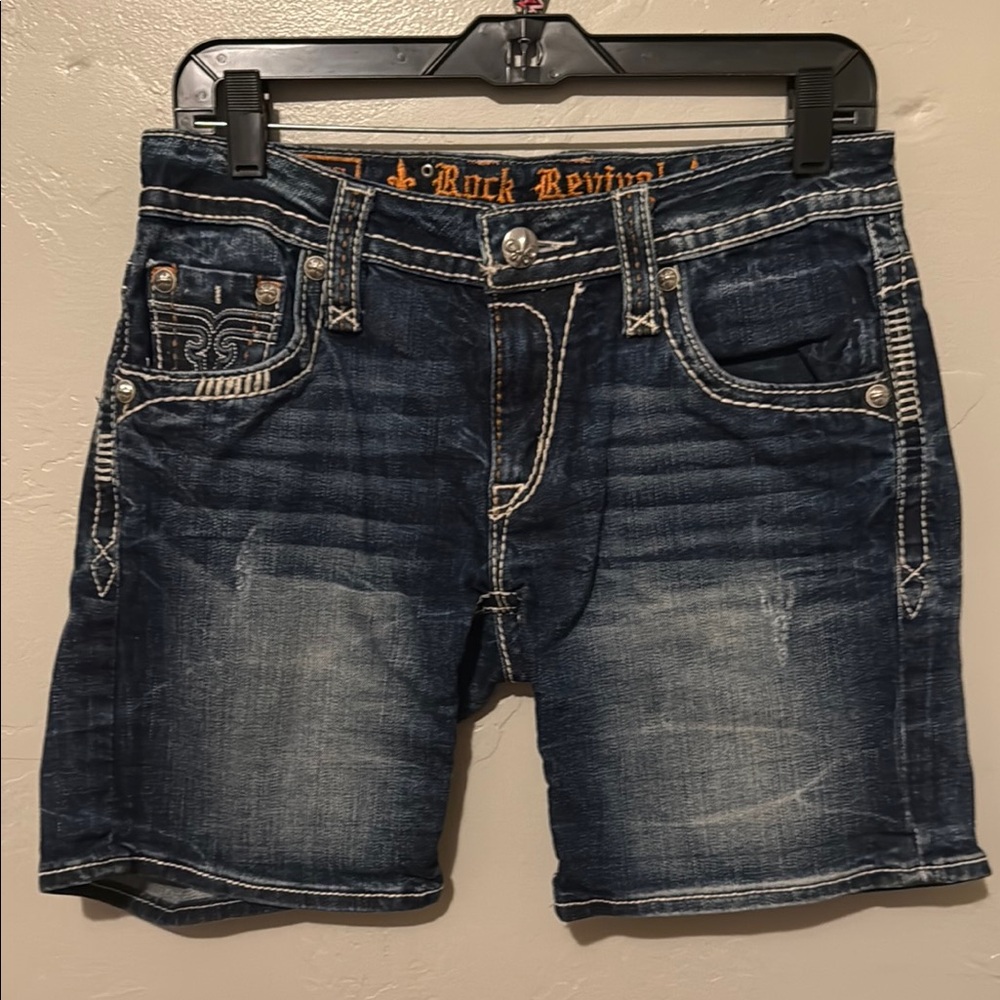 Rock Revival Dark Blue Denim Shorts Woman 27